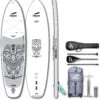 Indiana SUP 10'6 Allround Pack Basic 3-delige Carbon-Glasvezelvezel-composiet Peddel/hogedrukpomp, Wit/grijs -Watersportwinkel indiana sup 106 allround pack basic 3 piece carbon fiberglass composite paddle hp pump white black grey 1