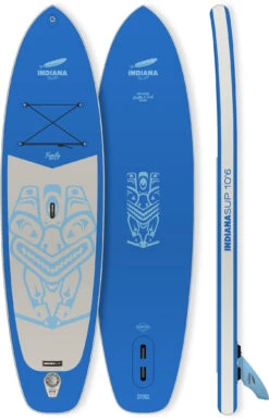 Indiana SUP 10'6 Family Pack Met 3-delige Glasvezel/Composiet Peddel, Blauw/grijs