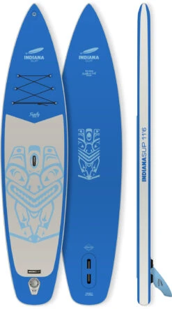 Indiana SUP 11'6 Family Pack Met 3-delige Glasvezel/Composiet Peddel, Blauw/grijs