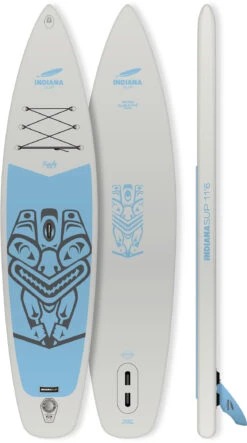 Indiana SUP 11'6 Family Pack Met 3-delige Glasvezel/Composiet Peddel, Grijs/blauw