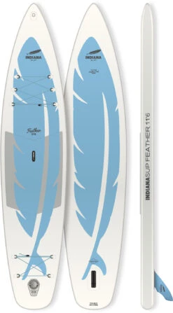 Indiana SUP 11'6 Feather Opblaasbaar SUP Board, Wit/blauw